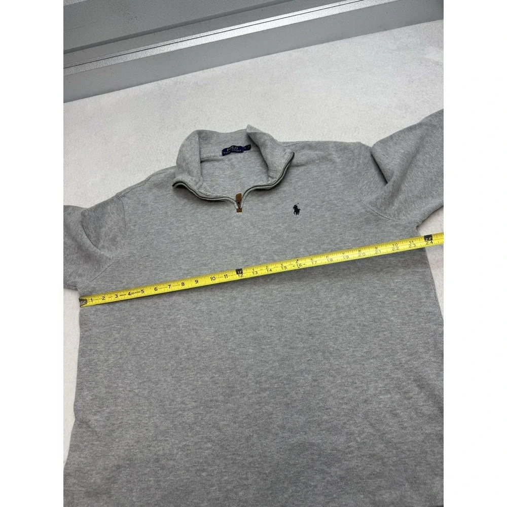 Polo Ralph Lauren Sweater Mens Large Gray 100% Cotton Quarter Zip Mock Neck Knit